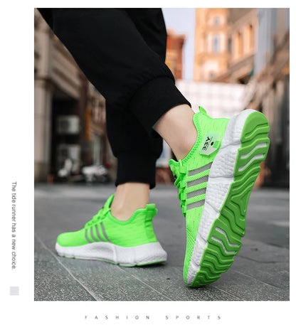 Breathable Mesh Men Shoes Trendy Lightweight Walking Flats Plus Size Male Tennis Sneakers Outdoor Running Fitness Shoes 2024