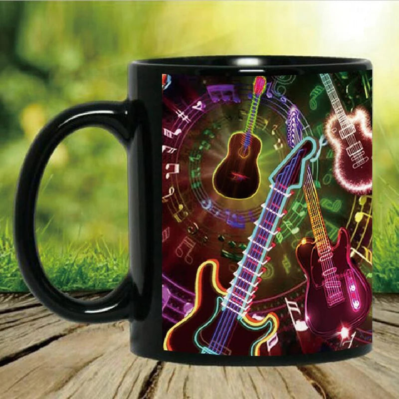 Dropshipping Black Ceramic Guitar Coffee Mug, Milk Tea Cup, Beer Cups and Mugs, Surprised Gift For Friends