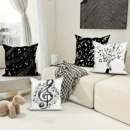 Home Decor Music Notes Pattern Pillowcase for Home Decor Pattern Cushion Cover Suitable for Sofa Bedroom Car Pillow Cover