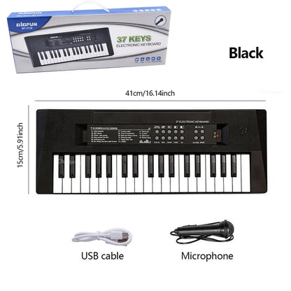 37-Key Rechargeable Electronic Piano Keyboard + Mic – Educational Music Toy for Kids
