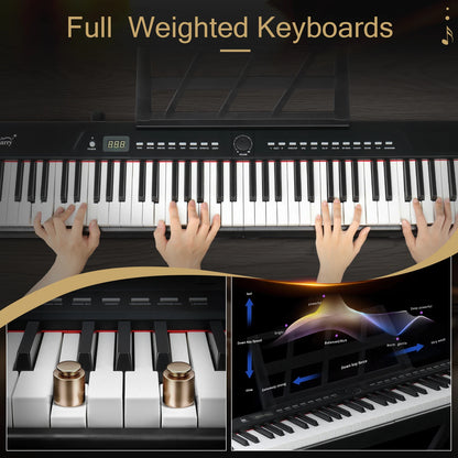Semi-Weighted 88 Key Full Size Standard Keyboards Digital Piano with Dual-tube X-Shape Stand, MIDI Bluetooth, Headphone