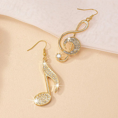 Dangle Earrings Personality Exaggerate Rhinestone Jewelry Women Musical Note Pendant Exquisite Trend Fashion Party Gifts RG0103