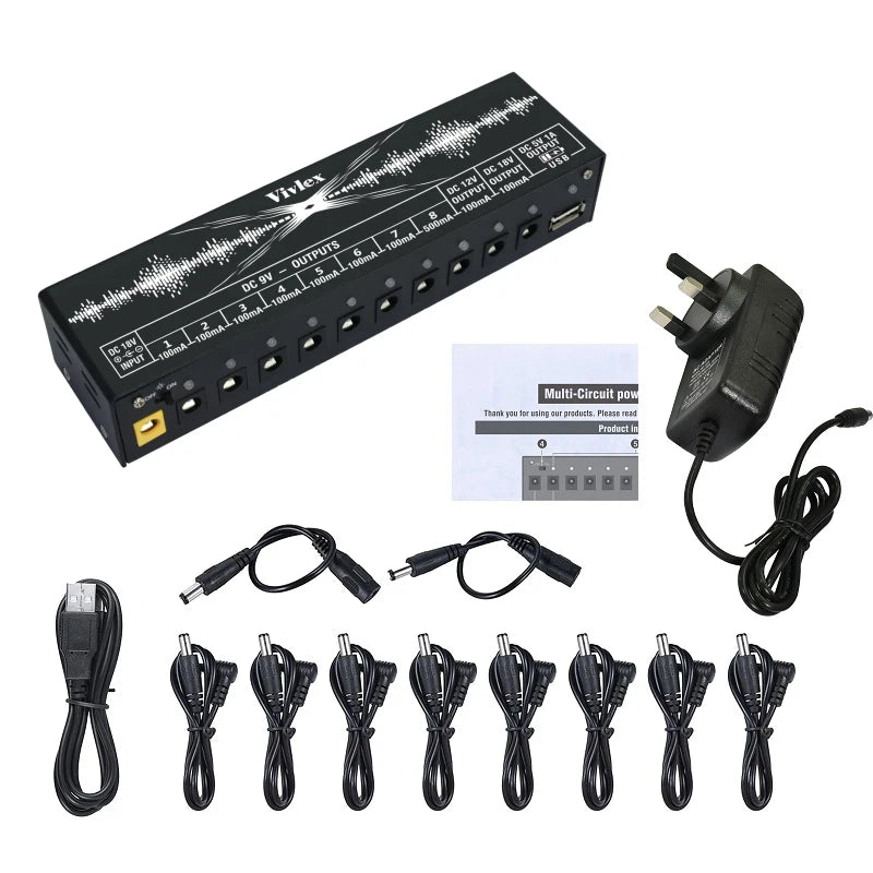 VIVLEX-Guitar Pedals Super Effects, Pedal Tuner, Overdrive Delay, Reverb Distortion, Fuzz Noise Gate, Flanger Metal Zone, Blues