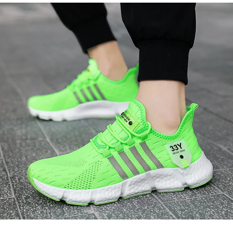 Breathable Mesh Men Shoes Trendy Lightweight Walking Flats Plus Size Male Tennis Sneakers Outdoor Running Fitness Shoes 2024