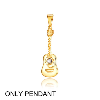 Punk Guitar Shape pendant necklace Stainless Steel Men or Women Necklaces Jewelry Hiphop Rock Slide Music Element sweater Chains