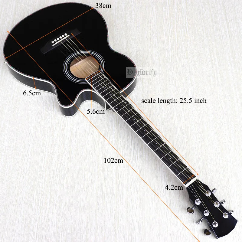 Thin-Body Acoustic-Electric Guitar Bundle – Beginner Guitar with Free Gig Bag & Extra Strings