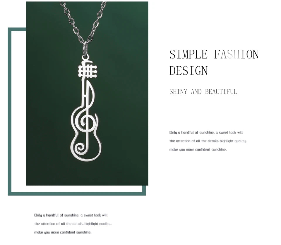Unift Music Note Treble Clef Guitar Necklaces for Women Stainless Steel Pendant Trendy Music Jewelry Musician Violin Neck Chain