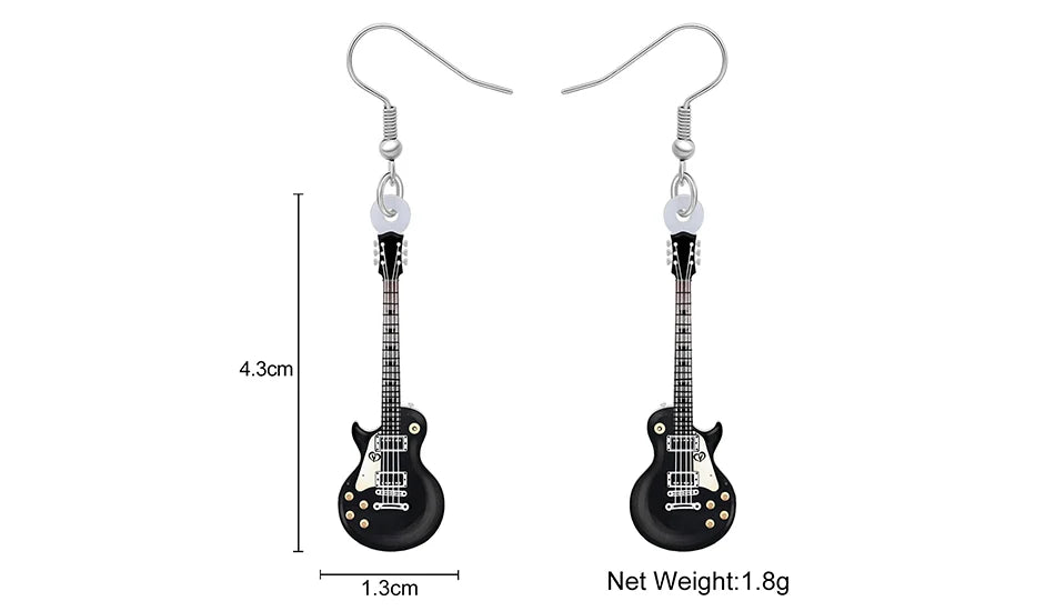 Bonsny Acrylic Anime Guitar Dangle Earrings Musical Instruments Drop Charms Fashion Jewelry For Women Girls Teens Gift Accessory