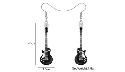 Bonsny Acrylic Anime Guitar Dangle Earrings Musical Instruments Drop Charms Fashion Jewelry For Women Girls Teens Gift Accessory