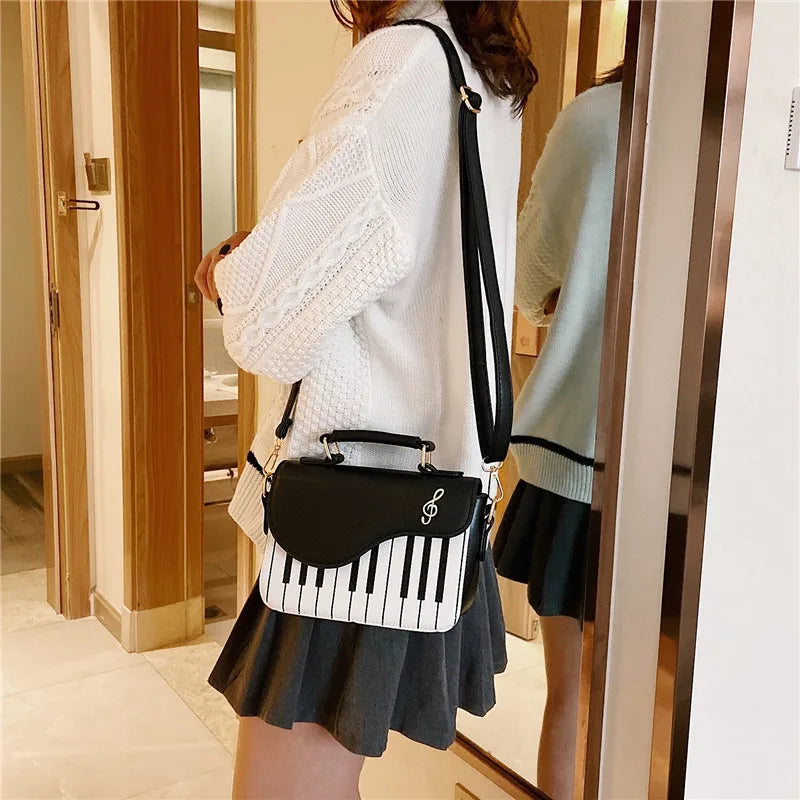 Korean Piano Design Women's Shoulder Bag PU Leather Messenger Handbag Fashion Crossbody with Coin Pocket