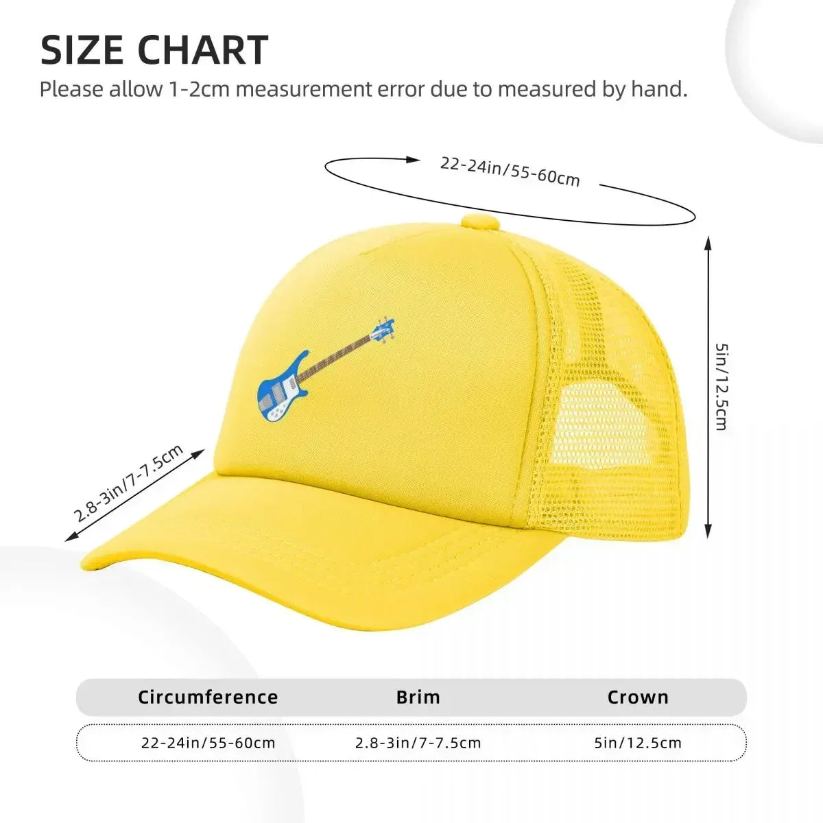 Cobalt Blue Left-Handed Rickenbacker 4001C FLCL Bass Guitar Mesh Baseball Caps Snapback  Hats Casquette Outdoor Unisex