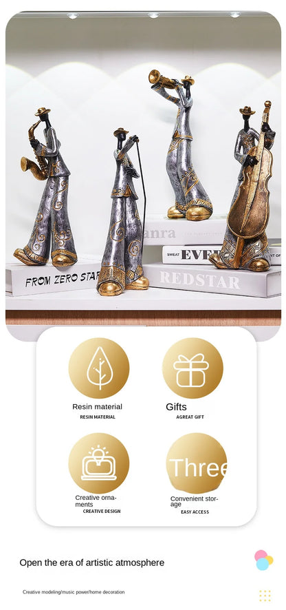 Creative American Band Decoration Musical Instrument Model Living Room Porch Study Nordic Arts And Crafts Statue Sculpture Home