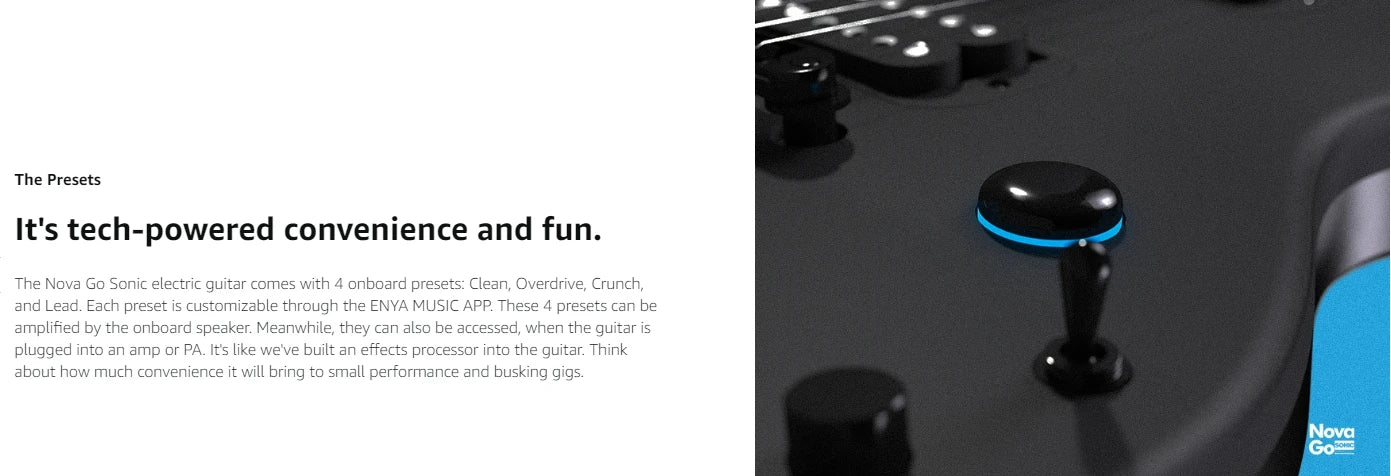 Enya Nova Go Sonic Carbon-Fiber Smart Electric Guitar – Built-In 10 W Speaker & On-Board Effects