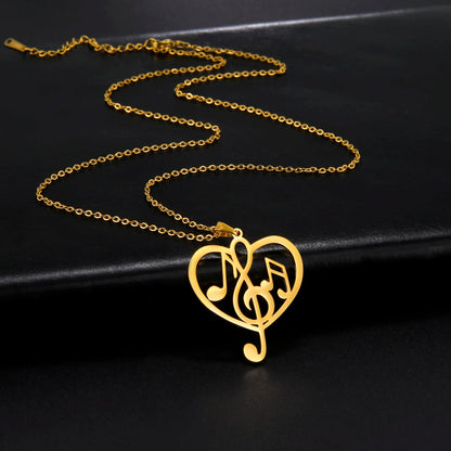 Note Treble Musical G Clef Symbol Necklace Music Heart Chain Gift For Woman Men Girl Stainless Steel Pendant Fashion Jewelry