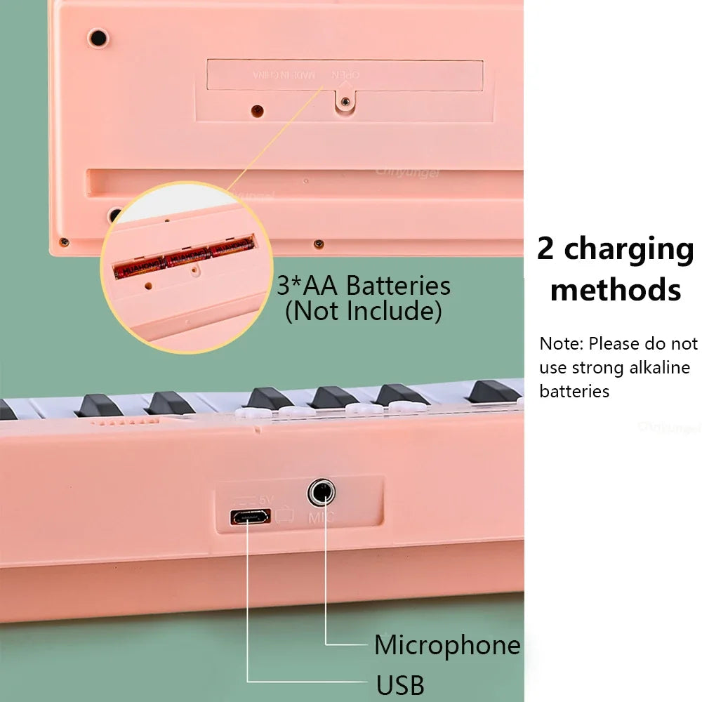 37-Key Rechargeable Electronic Piano Keyboard + Mic – Educational Music Toy for Kids