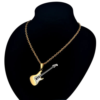 Unisex Guitar Pendant Necklace – Stainless Steel Punk / Hip-Hop Rock Jewelry