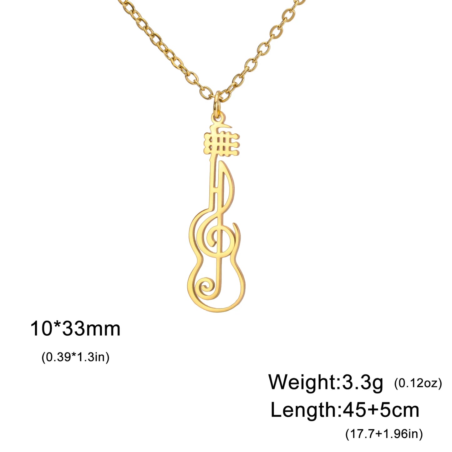 Unift Music Note Treble Clef Guitar Necklaces for Women Stainless Steel Pendant Trendy Music Jewelry Musician Violin Neck Chain