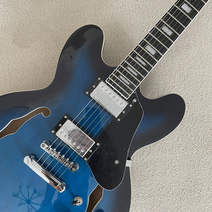 Made in China, hollow jazz electric guitar, Chrome Hardware, HH pickup, maple guitar body, free delivery