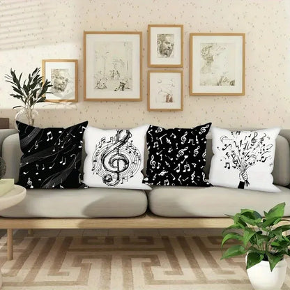 Home Decor Music Notes Pattern Pillowcase for Home Decor Pattern Cushion Cover Suitable for Sofa Bedroom Car Pillow Cover