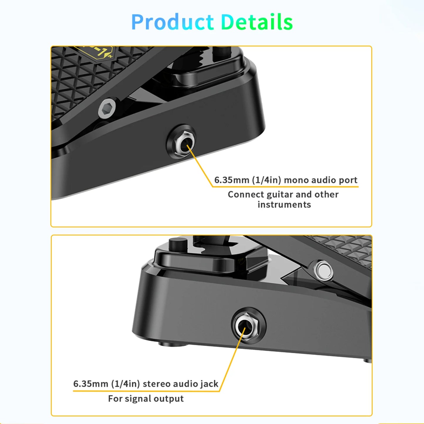 Volume Expression Guitar Effect Pedal 2-in-1 Dual Control Silent Buffer Metal Chassis Stereo Interface No Power Required
