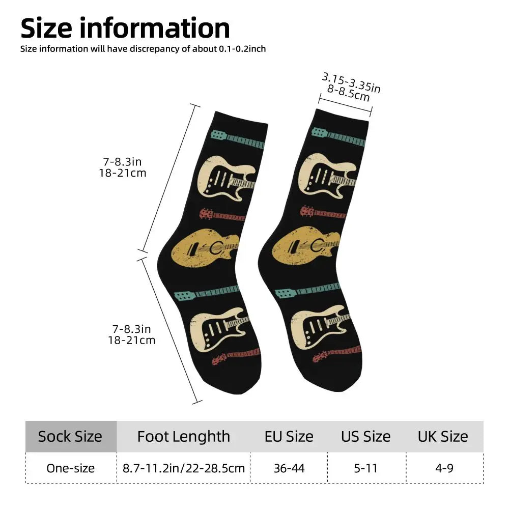 Retro Guitar Socks Harajuku High Quality Stockings All Season Long Socks Accessories for Man's Woman's Birthday Present