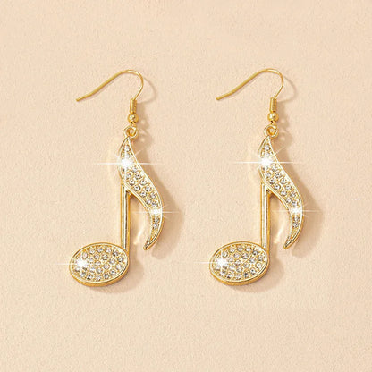 Dangle Earrings Personality Exaggerate Rhinestone Jewelry Women Musical Note Pendant Exquisite Trend Fashion Party Gifts RG0103