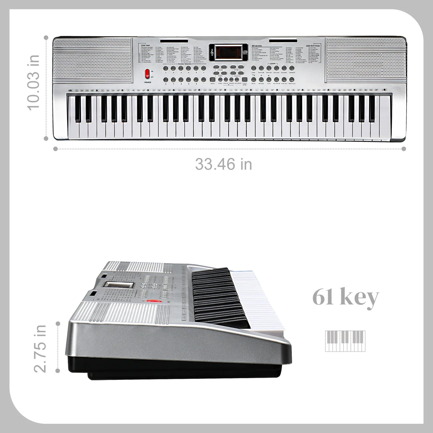 61 Key Lighting Keyboard with Piano Stand, Piano Bench, Built In Speakers, Headphone, Microphone, Music Rest, LED Screen