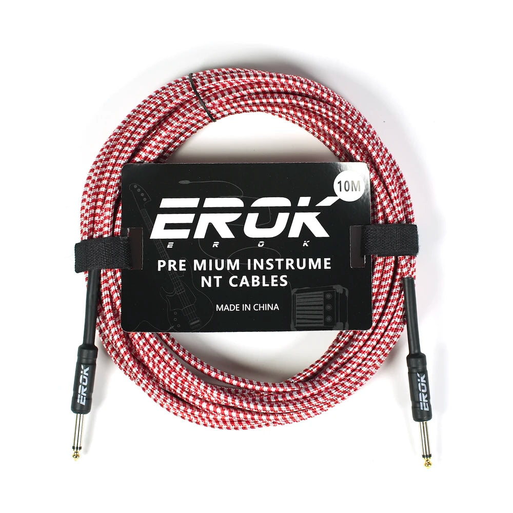 EROK 3/6/10M Guitar Audio Cable 6.35mm Plug No Noise Audio Wire Cord Musical Instrument Accessories Parts for Bass