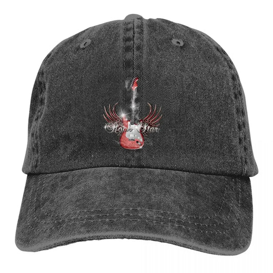 Rock Star Wing Baseball Cap Men Cowboy Hats Women Visor Protection Snapback Guitar Rock Caps