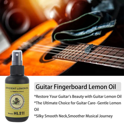 Guitar Cleaning Kit All IN ONE fretboard Lemon Oil Polish String Cleaner Guitar string winder for Guitar Cleaning Maintenance