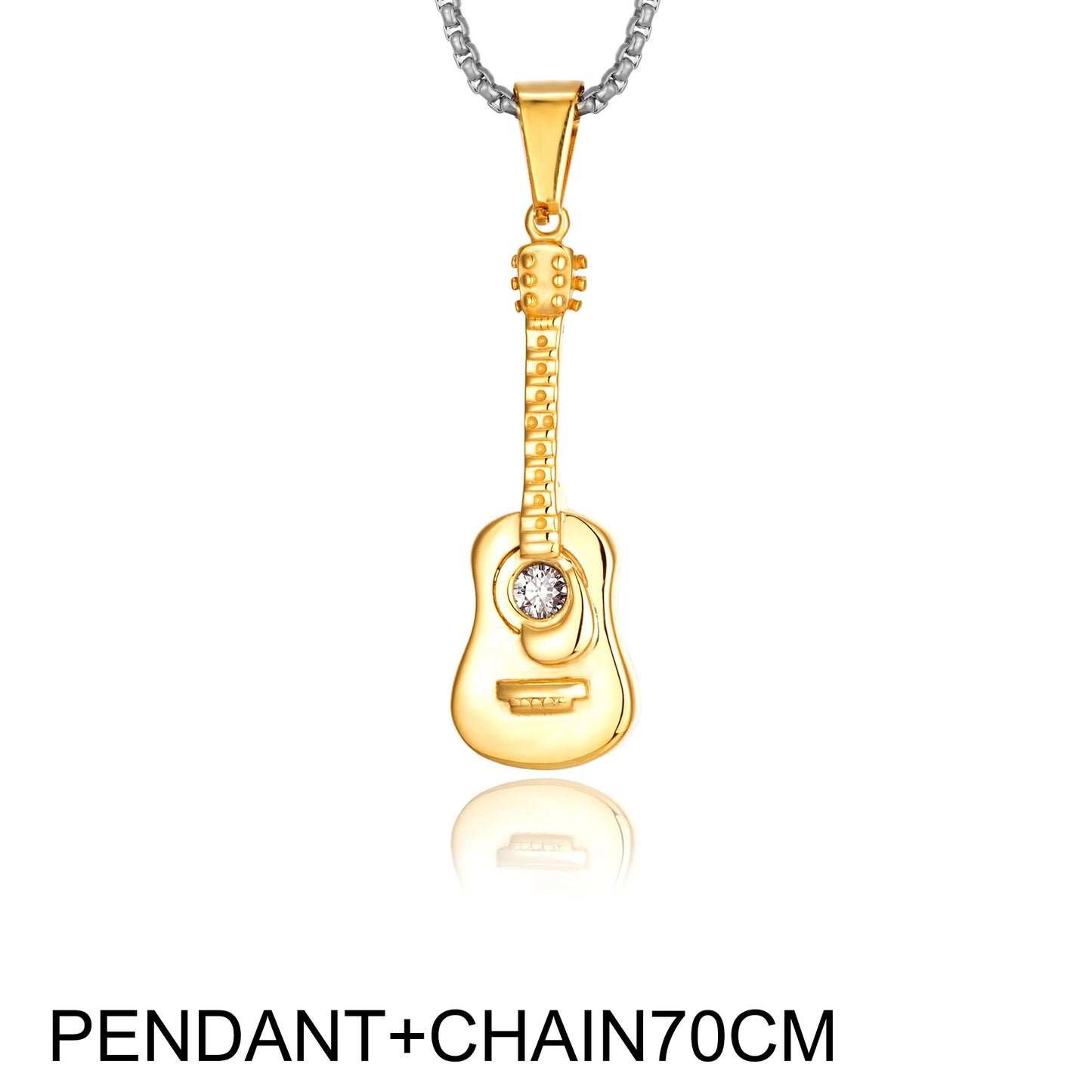 Punk Guitar Shape pendant necklace Stainless Steel Men or Women Necklaces Jewelry Hiphop Rock Slide Music Element sweater Chains