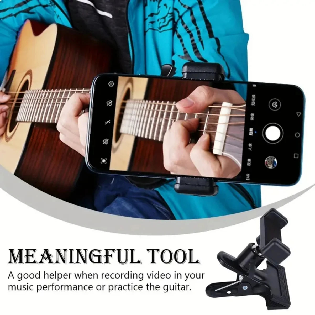Miwayer Guitar Head Clip Mobile Phone Holder Live Broadcast Bracket Stand Tripod Clip Head For Mobile Phones, Action Cameras