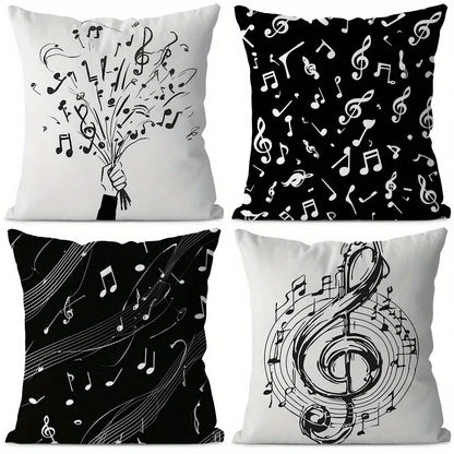 Home Decor Music Notes Pattern Pillowcase for Home Decor Pattern Cushion Cover Suitable for Sofa Bedroom Car Pillow Cover