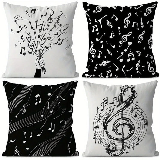Home Decor Music Notes Pattern Pillowcase for Home Decor Pattern Cushion Cover Suitable for Sofa Bedroom Car Pillow Cover