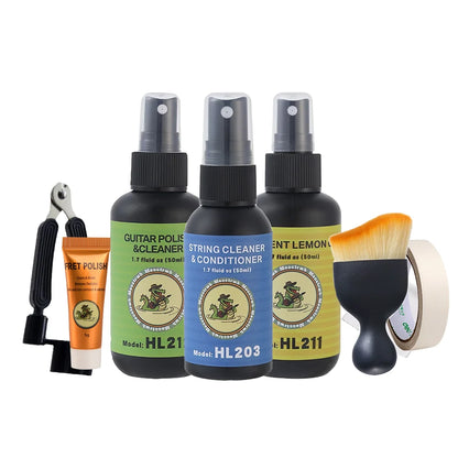 Guitar Cleaning Kit All IN ONE fretboard Lemon Oil Polish String Cleaner Guitar string winder for Guitar Cleaning Maintenance