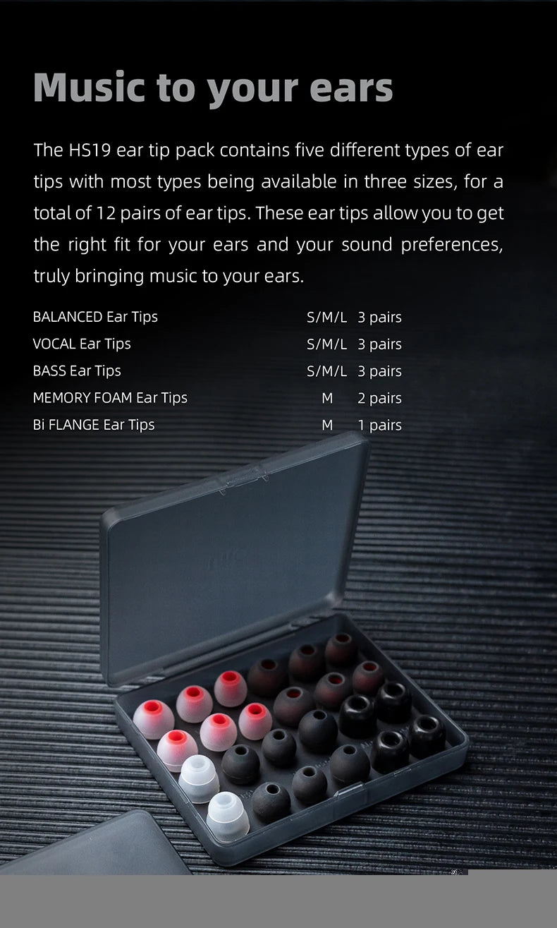 FiiO HS19 Silicone Replacement Ear Tip Pack Eartips 12 pairs