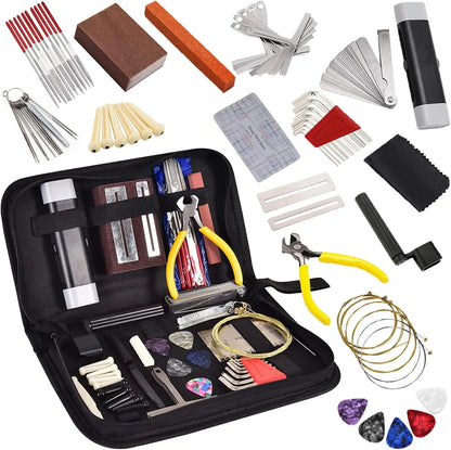 72PCS Guitar Repair Tool Kit Guitar Maintenance Tool Set for Guitar Ukulele Bass Banjo Luthier Tools Guitar Repair Tool Kit
