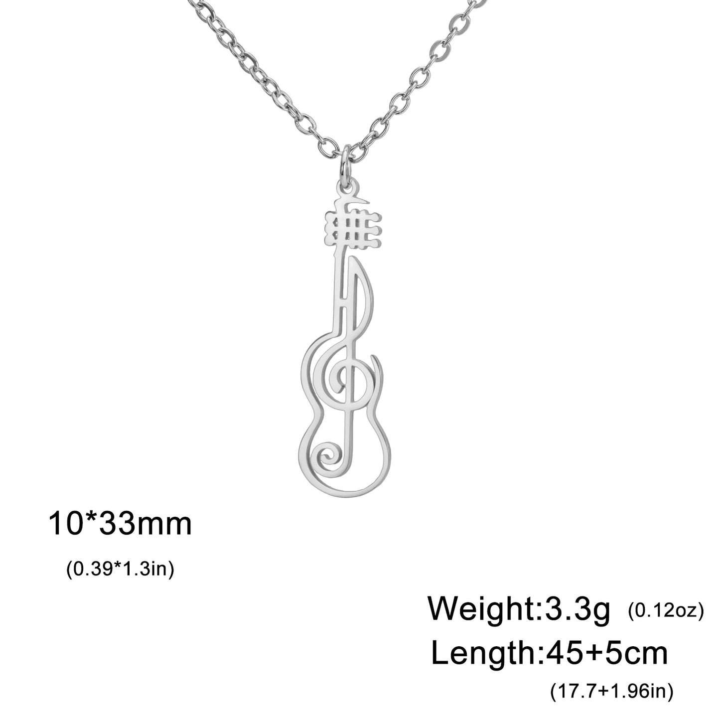 Unift Music Note Treble Clef Guitar Necklaces for Women Stainless Steel Pendant Trendy Music Jewelry Musician Violin Neck Chain