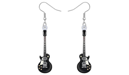 Bonsny Acrylic Anime Guitar Dangle Earrings Musical Instruments Drop Charms Fashion Jewelry For Women Girls Teens Gift Accessory