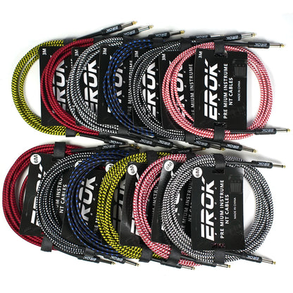 EROK 3/6/10M Guitar Audio Cable 6.35mm Plug No Noise Audio Wire Cord Musical Instrument Accessories Parts for Bass