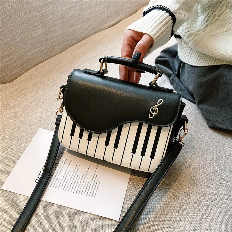 Korean Piano Design Women's Shoulder Bag PU Leather Messenger Handbag Fashion Crossbody with Coin Pocket