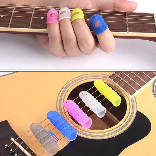 4/10/30Pcs Silicone Finger Guards Guitar Fingertip Protectors For Ukulele Guitar Non-Slip Finger Sets （Random Color）