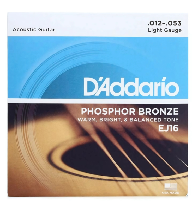 daddario-ej16-light-gauge-acoustic-guitar-strings, phosphor-bronze-strings-packaging-front, ej16-string-set-for-acoustic-guitar