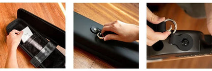 The accessory kit for Enya Nova Go: cleaning cloth, gig bag, strap, and possibly extra strings.