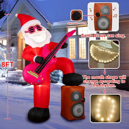 The built-in inflation blower for the Santa inflatable, showing how it inflates quickly.