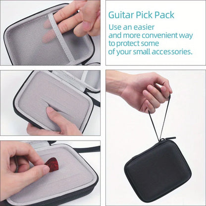 View of the elastic straps or mesh pocket inside the case holding a capo for secure storage.